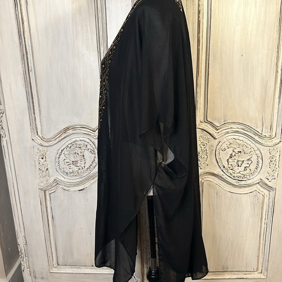 Jessica Mc Clintock Sheer with Rose Gold Faux Rhinestone Embellished  Kimono NWT - Picture 8 of 12